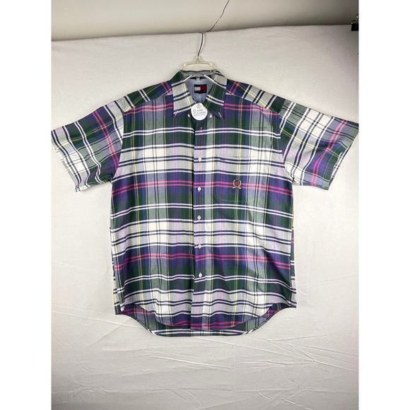 Tommy Hilfiger Other - Tommy Hilfiger Mens Plaid Short Sleeve Button Down Shirt Multi Color Crest Logo